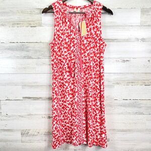 Michael Kors NEW Red White Floral Print Sleeveless Shift Dress Tassel‎ Size L